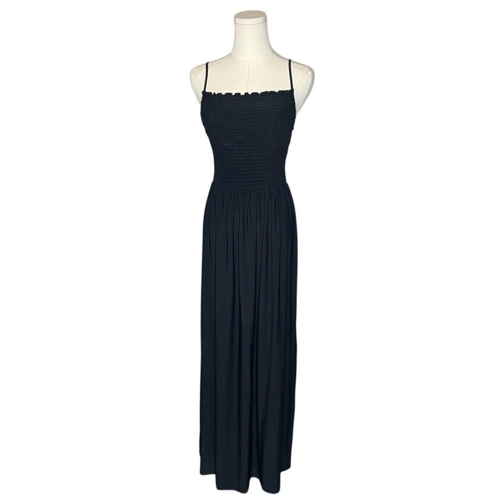 Hill House The Jersey Isabel Nap Dress Black Square Neck Smocked Maxi - Picture 2 of 7